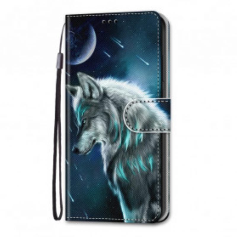 Flip Case Für Samsung Galaxy S21 Ultra 5G Wolf Unter Einem Sternenregen