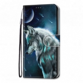 Flip Case Für Samsung Galaxy S21 Ultra 5G Wolf Unter Einem Sternenregen