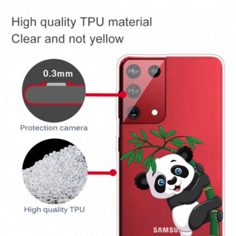 Handyhülle Für Samsung Galaxy S21 Ultra 5G Panda Auf Bambus