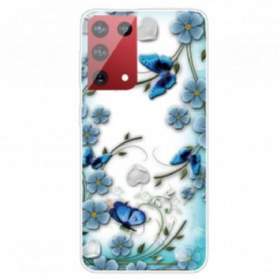 Handyhülle Für Samsung Galaxy S21 Ultra 5G Retro-schmetterlinge Und Blumen