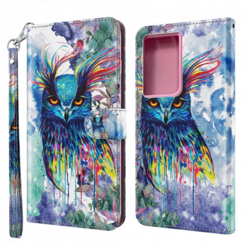 Lederhüllen Für Samsung Galaxy S21 Ultra 5G Aquarellvogel