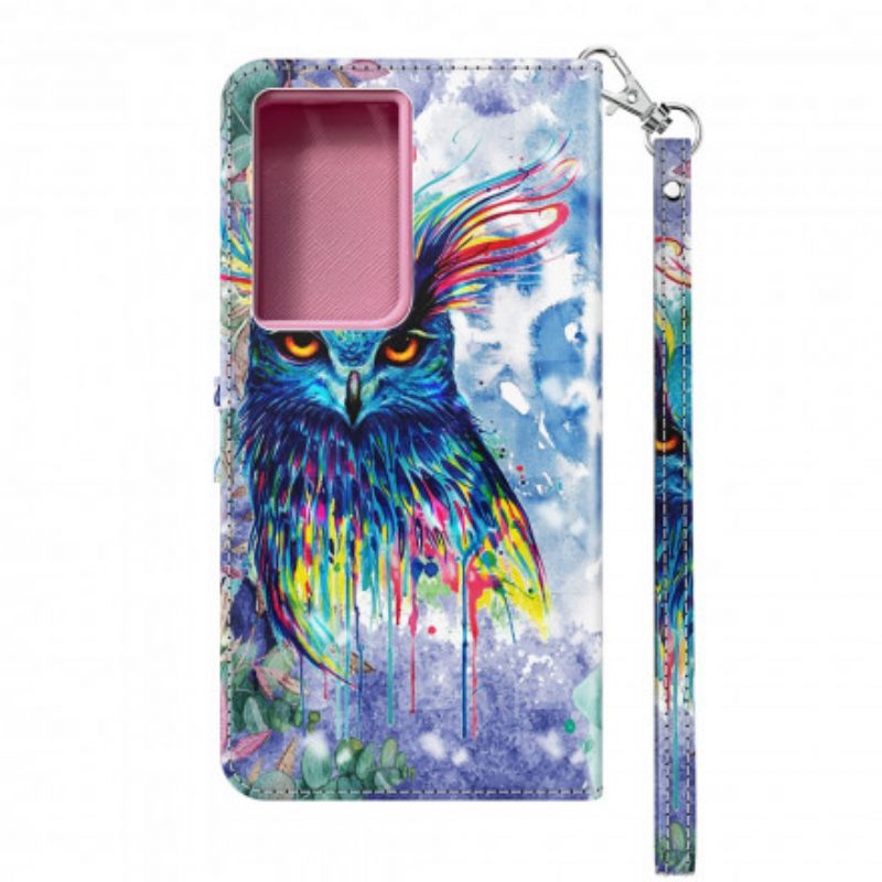 Lederhüllen Für Samsung Galaxy S21 Ultra 5G Aquarellvogel