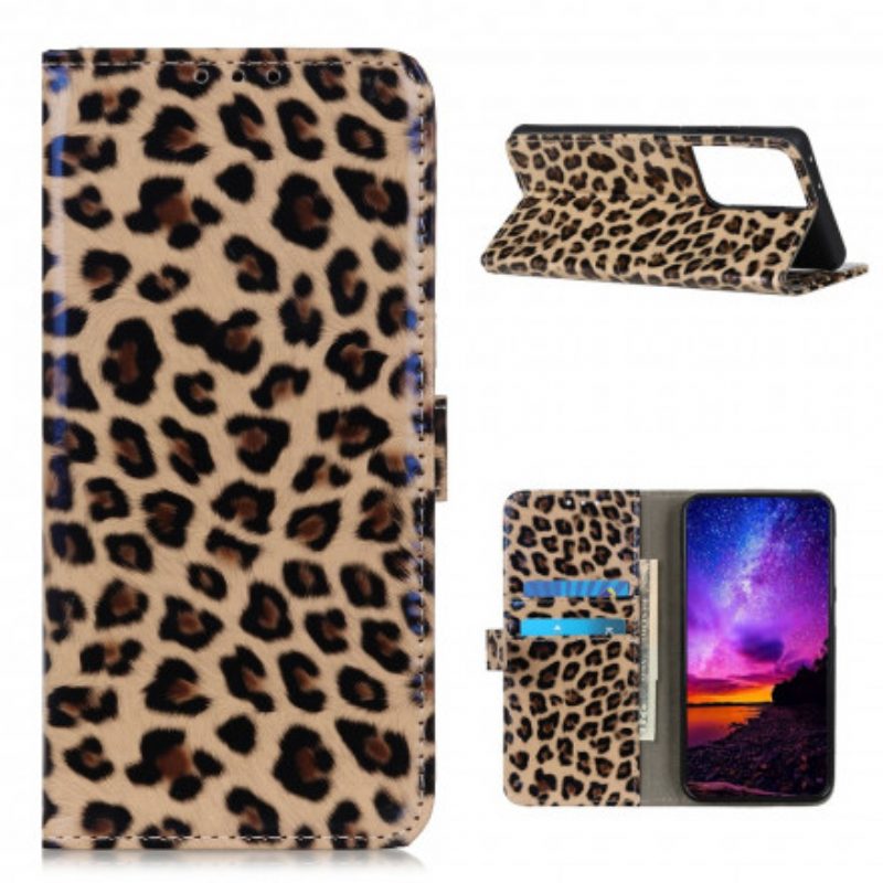 Lederhüllen Für Samsung Galaxy S21 Ultra 5G Einfacher Leopard