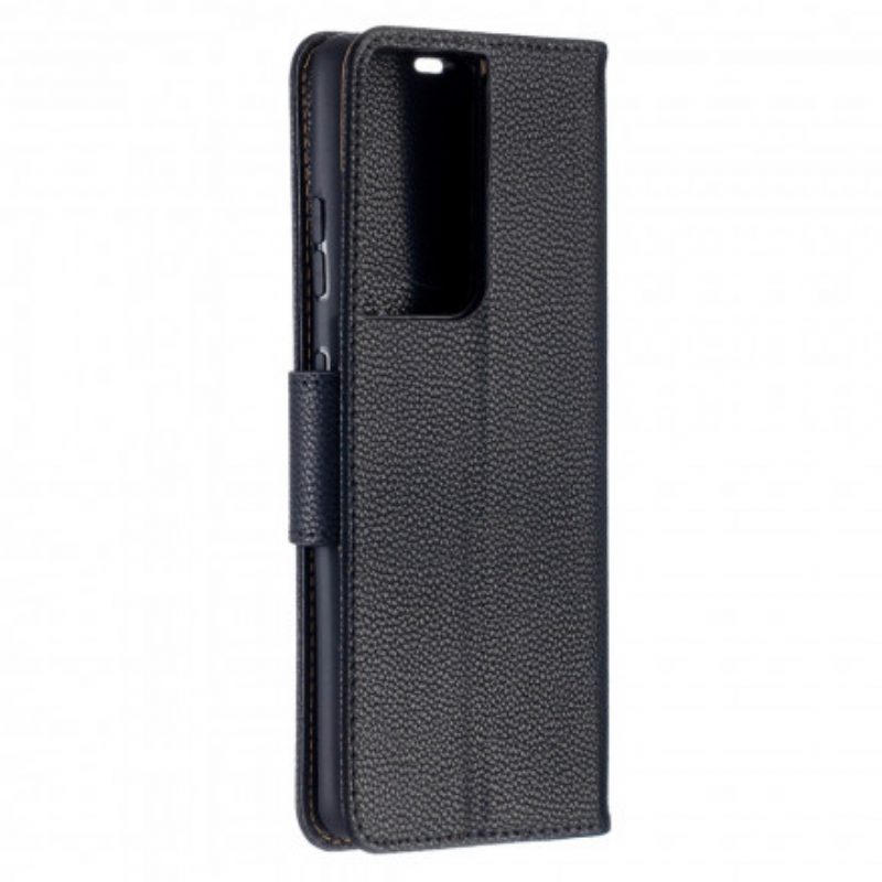 Lederhüllen Für Samsung Galaxy S21 Ultra 5G Flip Case Lychee Rabat Oblique