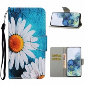 Lederhüllen Für Samsung Galaxy S21 Ultra 5G Meisterhafte Blumen Mit Riemen