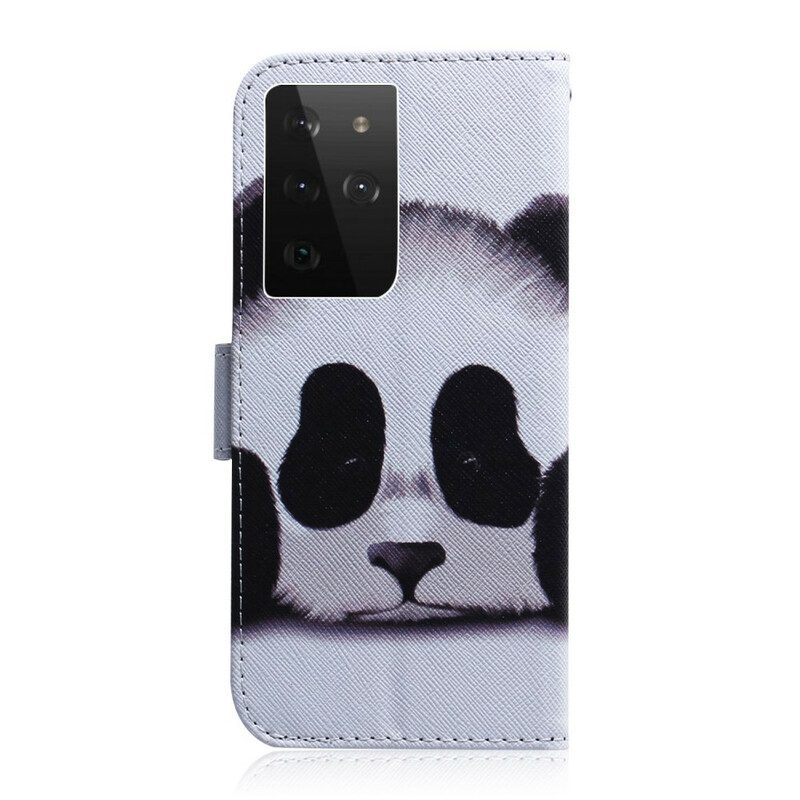 Lederhüllen Für Samsung Galaxy S21 Ultra 5G Panda-gesicht