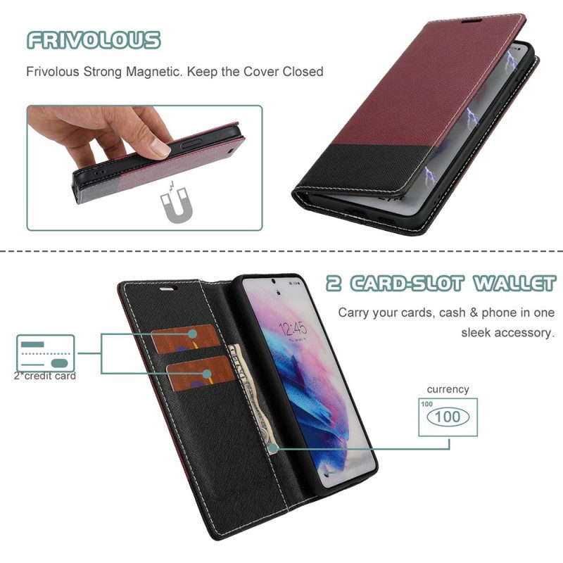 Schutzhülle Für Samsung Galaxy S21 Ultra 5G Flip Case Zweifarbiges. Strukturiertes Kunstleder