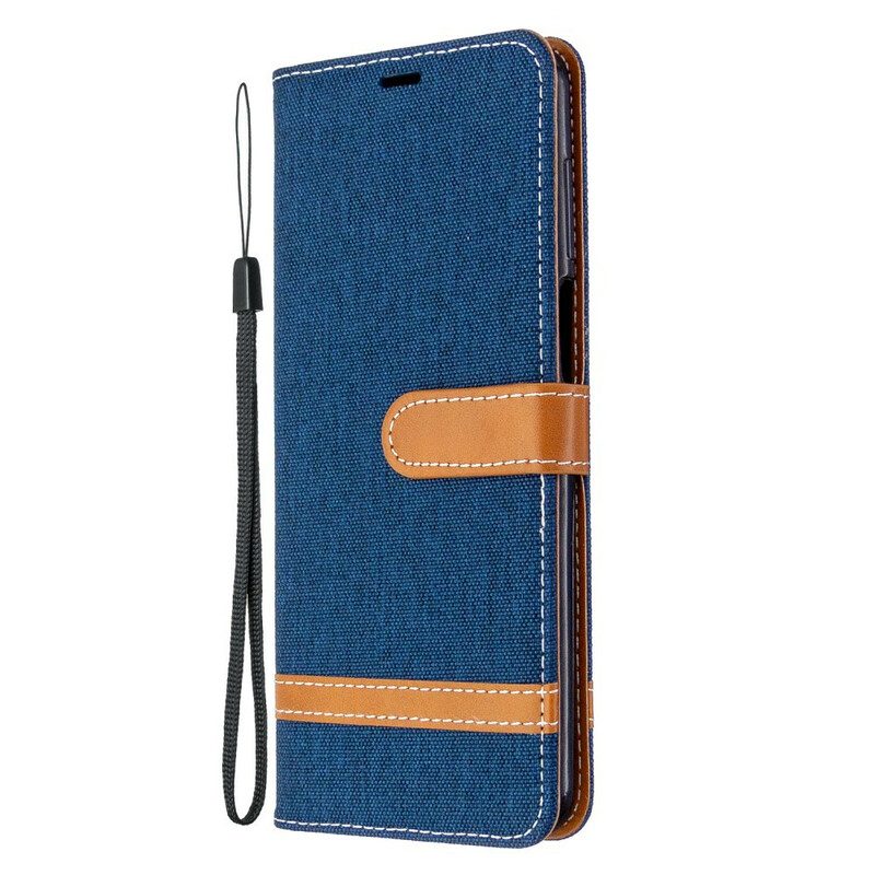 Flip Case Für Xiaomi Redmi Note 9S / 9 Pro Mit Kordel Armband In Stoff- Und Lederoptik