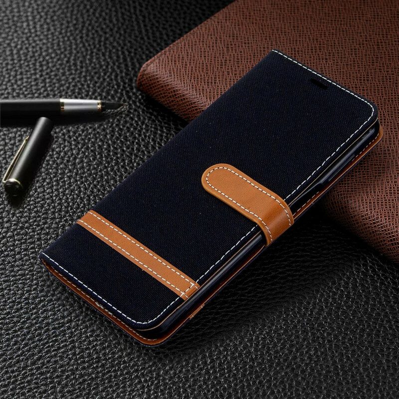 Flip Case Für Xiaomi Redmi Note 9S / 9 Pro Mit Kordel Armband In Stoff- Und Lederoptik