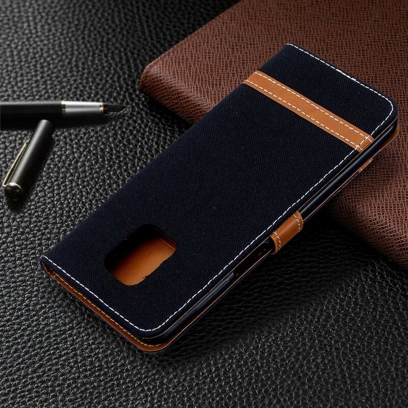 Flip Case Für Xiaomi Redmi Note 9S / 9 Pro Mit Kordel Armband In Stoff- Und Lederoptik