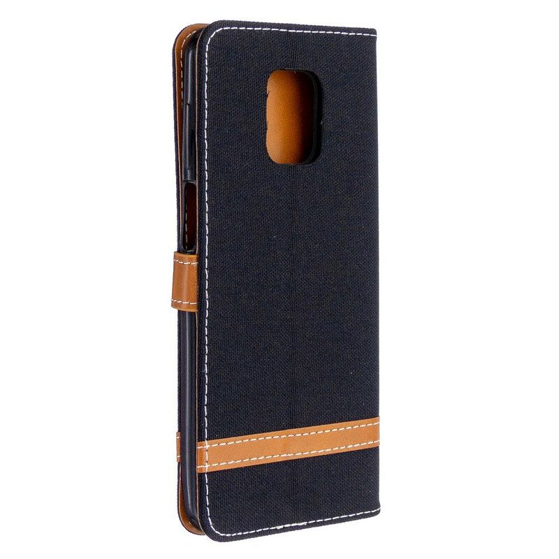 Flip Case Für Xiaomi Redmi Note 9S / 9 Pro Mit Kordel Armband In Stoff- Und Lederoptik