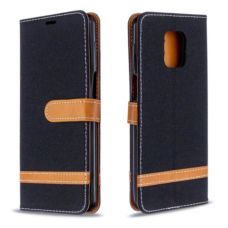 Flip Case Für Xiaomi Redmi Note 9S / 9 Pro Mit Kordel Armband In Stoff- Und Lederoptik