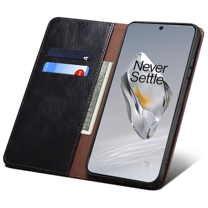 Flip Case Oneplus 12r Gewachstes Kunstleder