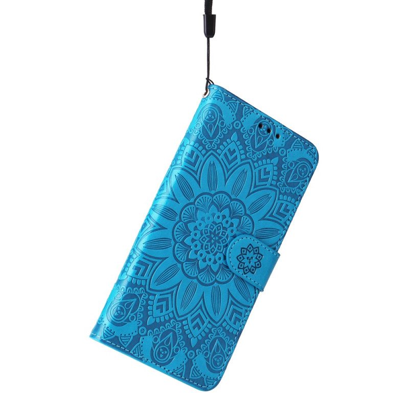 Flip Case Für Honor Magic 5 Lite Mandala-sonne Mit Schlüsselband