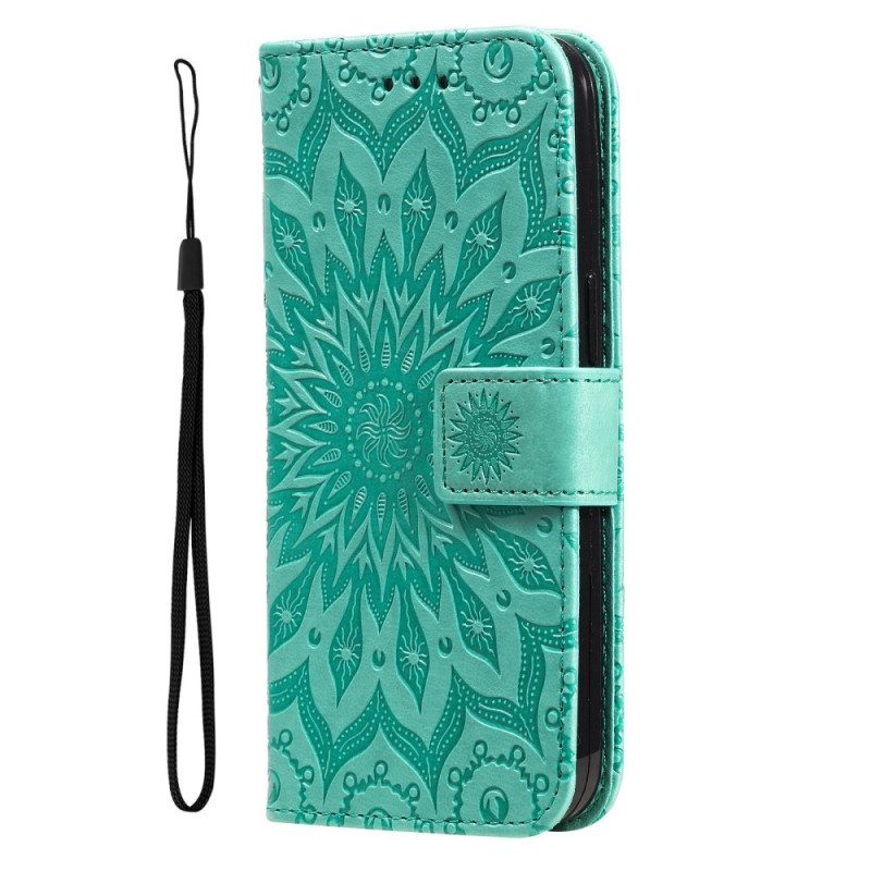 Flip Case Für Honor Magic 5 Lite Mandala-sonne Mit Schlüsselband