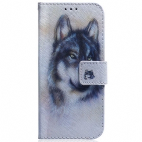 Flip Case Für Honor Magic 5 Lite Mit Kordel Riemchen-aquarell-hund