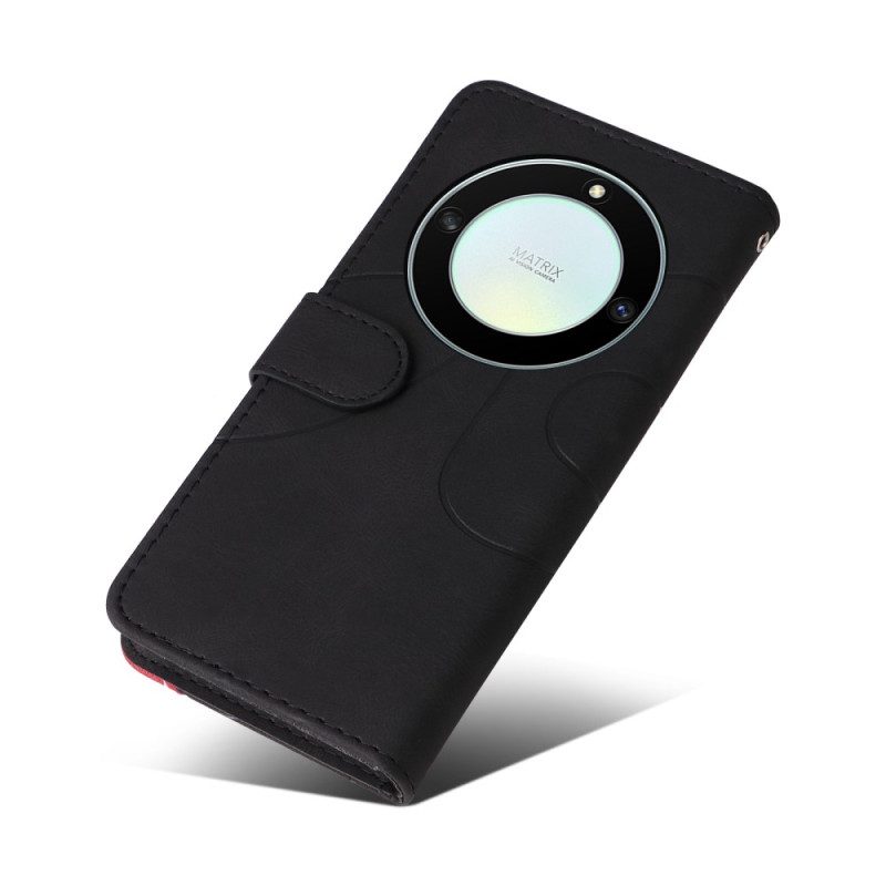 Flip Case Für Honor Magic 5 Lite Mit Kordel Zweifarbiger Riemen