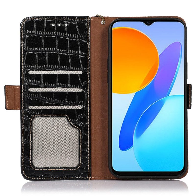 Flip Case Für Honor Magic 5 Lite Rfid Im Krokodil-stil