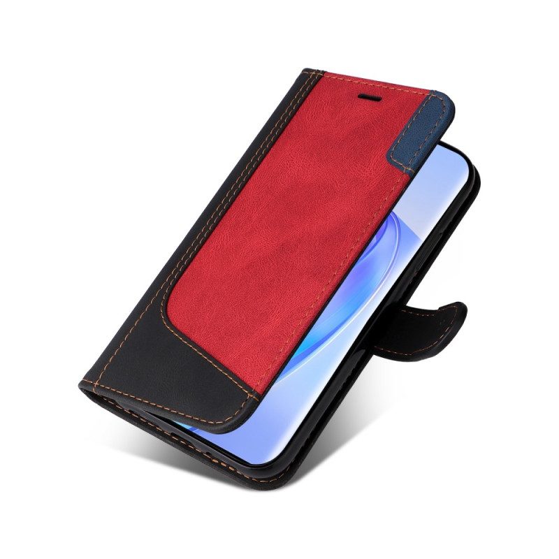 Flip Case Für Honor Magic 5 Lite Zweifarbig Mit Riemen