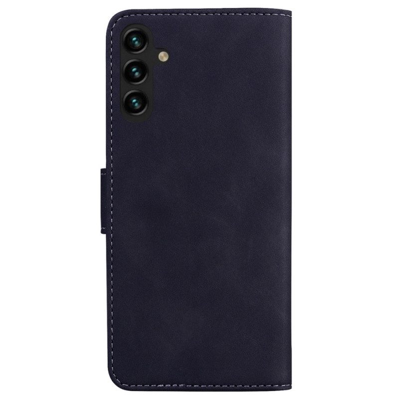 Flip Case Für Samsung Galaxy A14 / A14 5G Freiliegende Nähte