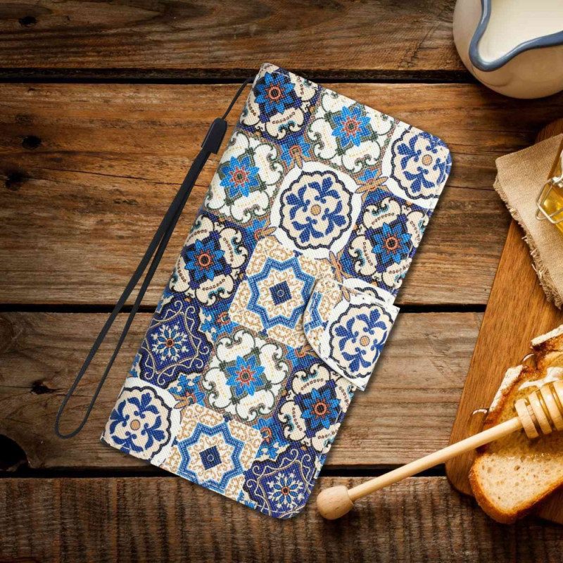 Flip Case Für Samsung Galaxy A14 / A14 5G Mit Kordel Riemchen-patchwork