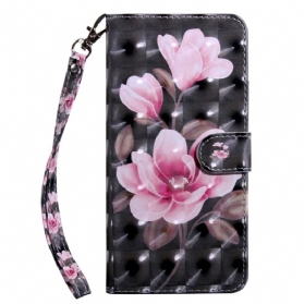 Flip Case Für Samsung Galaxy A14 / A14 5G Mit Kordel Riemenrosen