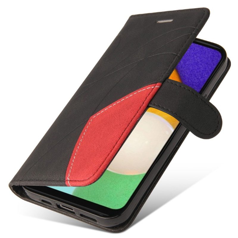 Flip Case Für Samsung Galaxy A14 / A14 5G Mit Kordel Zweifarbiger Riemen