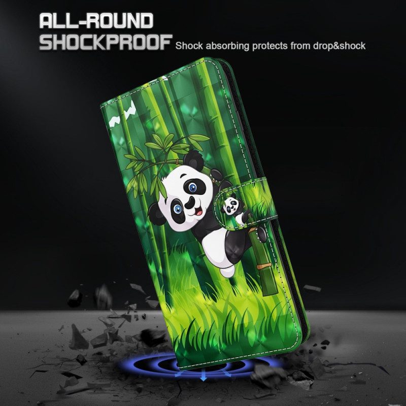 Flip Case Für Samsung Galaxy A14 / A14 5G Panda-bambus