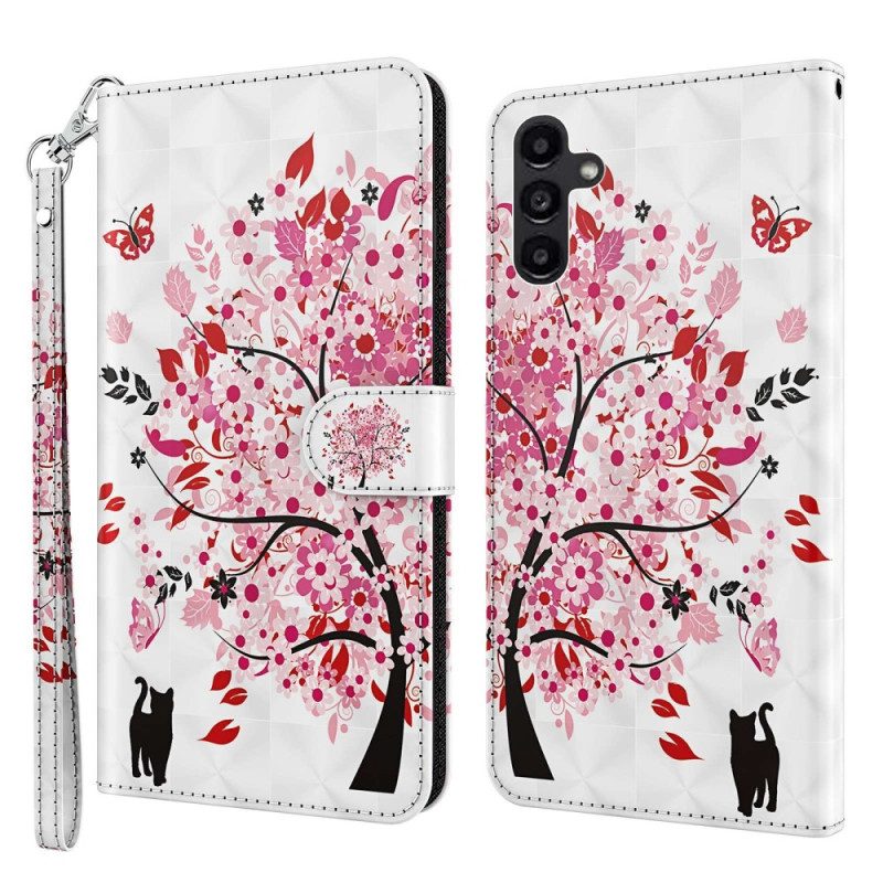 Flip Case Für Samsung Galaxy A14 / A14 5G Roter Baum