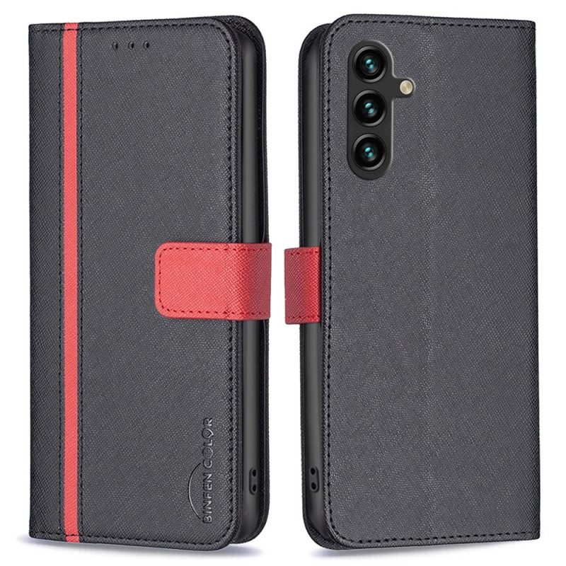 Flip Case Für Samsung Galaxy A14 / A14 5G Zweifarbige Binfen-farbe