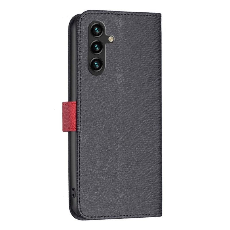 Flip Case Für Samsung Galaxy A14 / A14 5G Zweifarbige Binfen-farbe