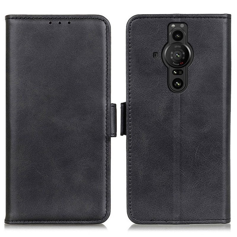 Lederhüllen Für Sony Xperia Pro-I Flip Case Doppelte Klappe