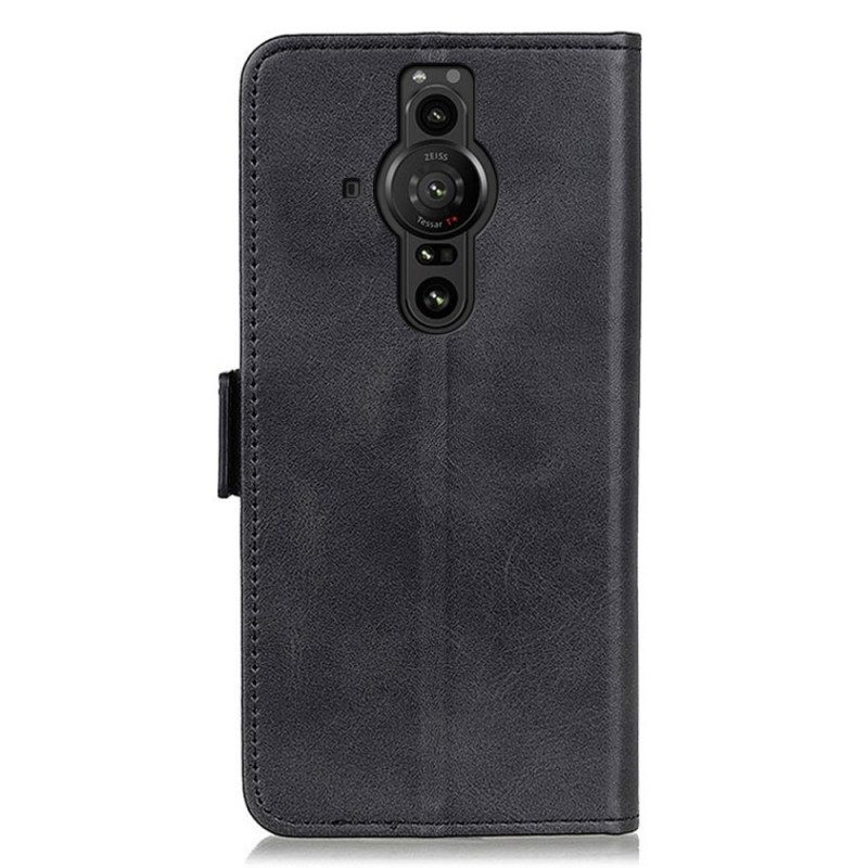 Lederhüllen Für Sony Xperia Pro-I Flip Case Doppelte Klappe