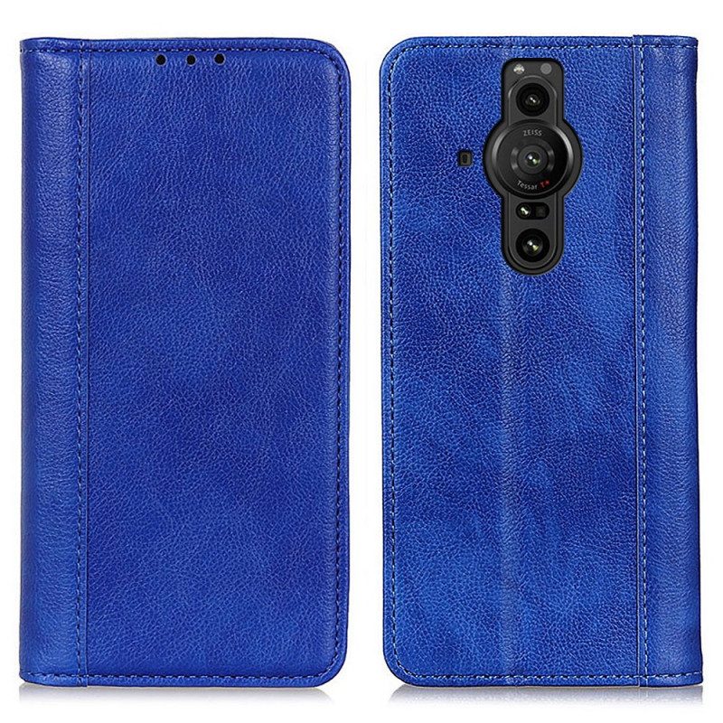 Schutzhülle Für Sony Xperia Pro-I Flip Case Eleganz Aus Gespaltenem Litschi-leder