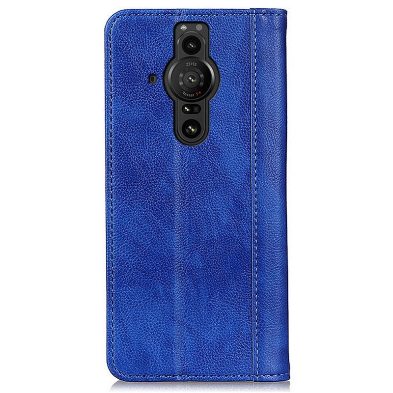 Schutzhülle Für Sony Xperia Pro-I Flip Case Eleganz Aus Gespaltenem Litschi-leder