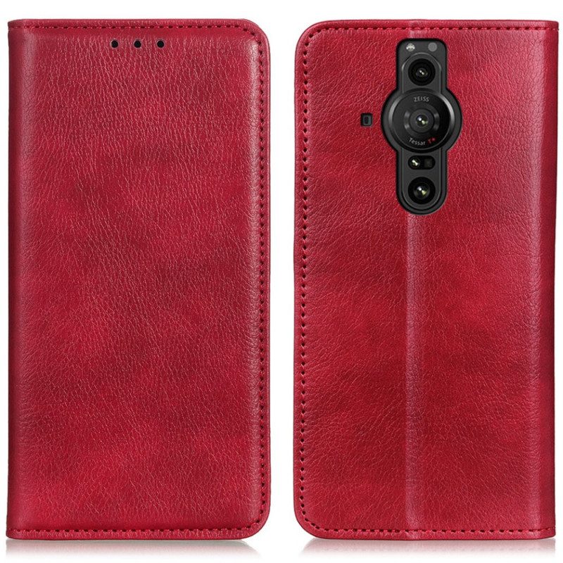 Schutzhülle Für Sony Xperia Pro-I Flip Case Litschi-spaltleder