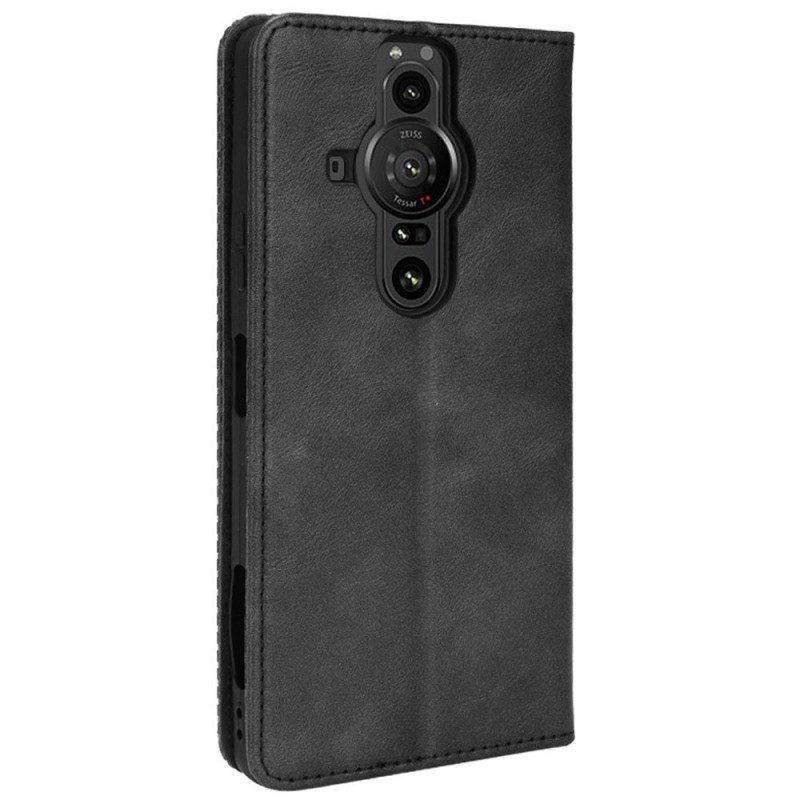 Schutzhülle Für Sony Xperia Pro-I Flip Case Stilisierter Vintage-ledereffekt