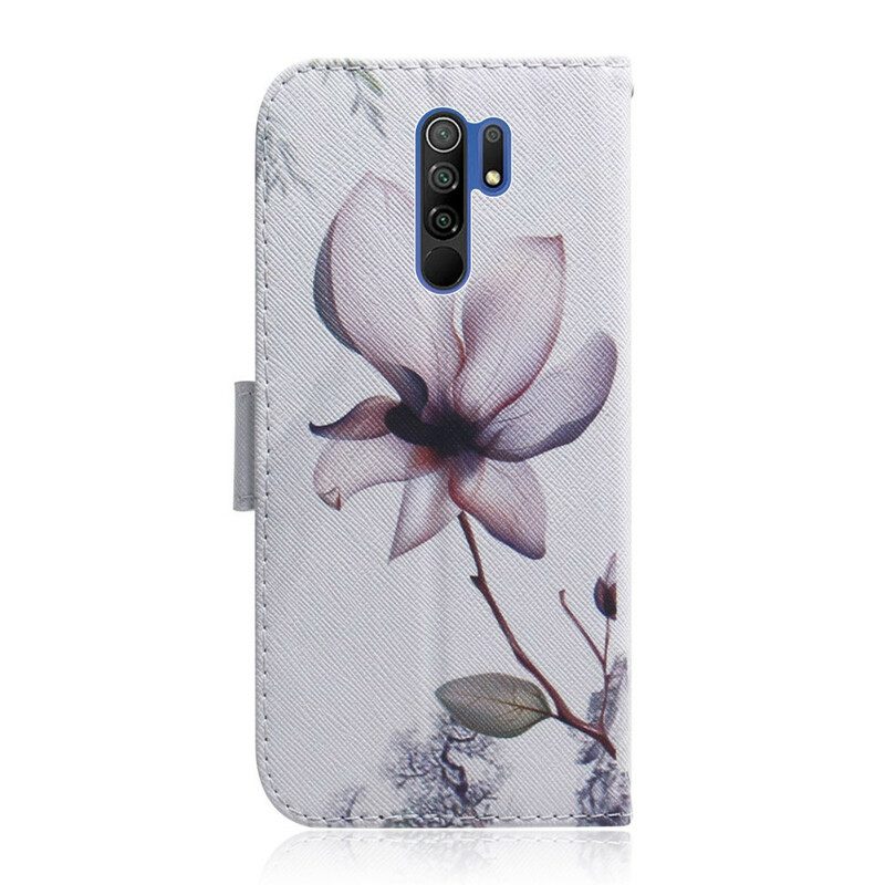 Flip Case Für Xiaomi Redmi 9 Blume Staubiges Rosa