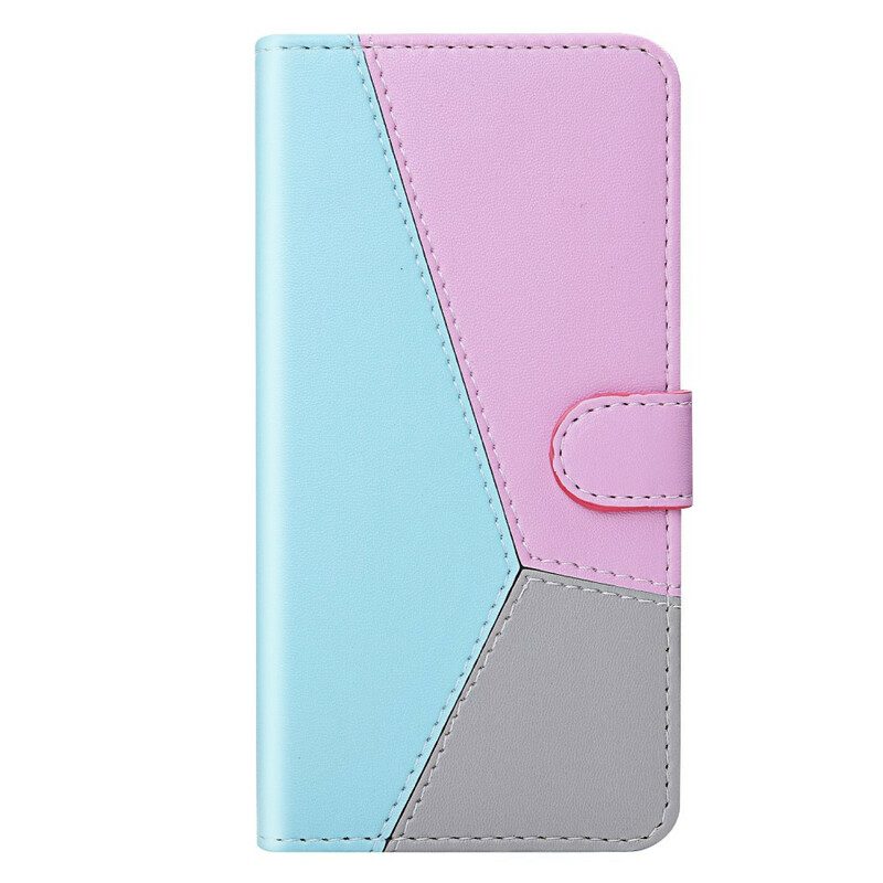 Flip Case Für Xiaomi Redmi 9 Dreifarbiger Ledereffekt