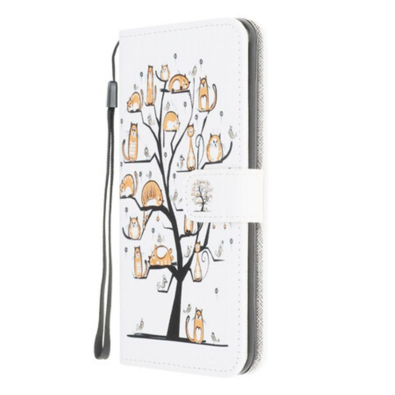 Flip Case Für Xiaomi Redmi 9 Mit Kordel Funky Cats Mit Riemen