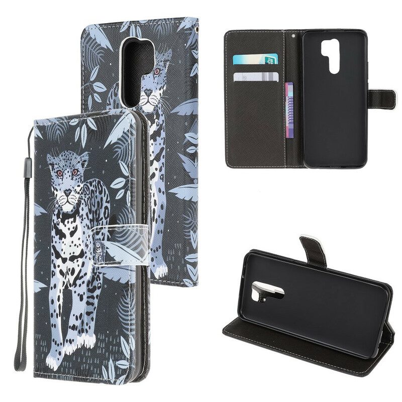 Flip Case Für Xiaomi Redmi 9 Mit Kordel Riemchen-leopard