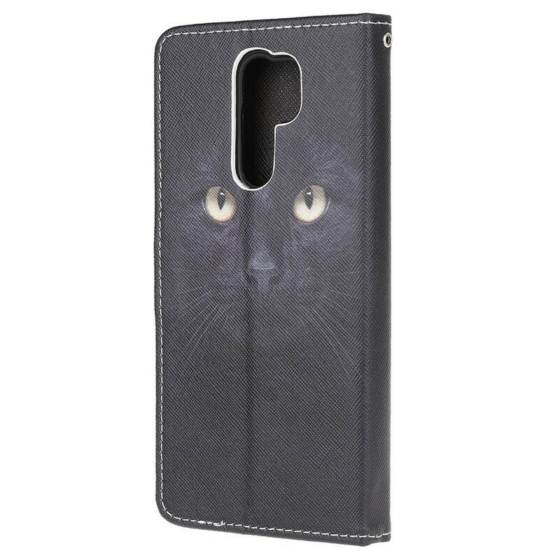 Flip Case Für Xiaomi Redmi 9 Mit Kordel Riemchenförmige Schwarze Katzenaugen