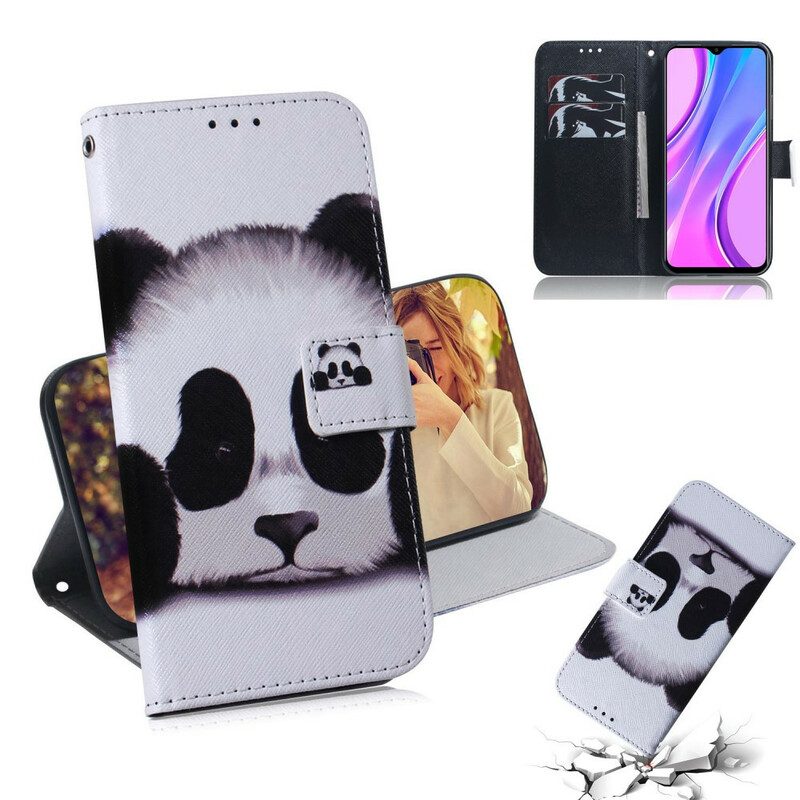 Flip Case Für Xiaomi Redmi 9 Panda-gesicht