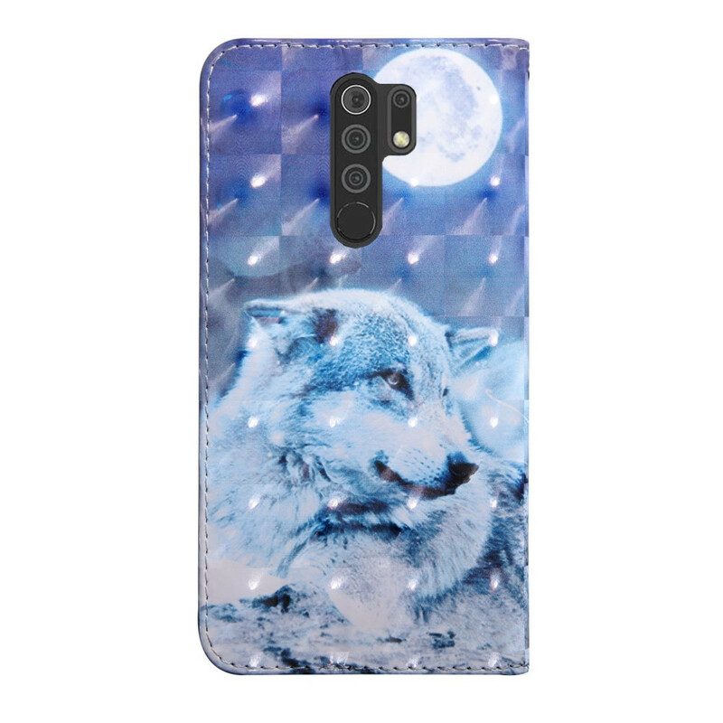 Flip Case Für Xiaomi Redmi 9 Wolf Im Mondlicht