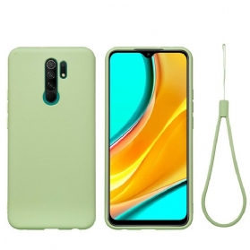 Hülle Für Xiaomi Redmi 9 Flüssiges Silikon Mit Lanyard