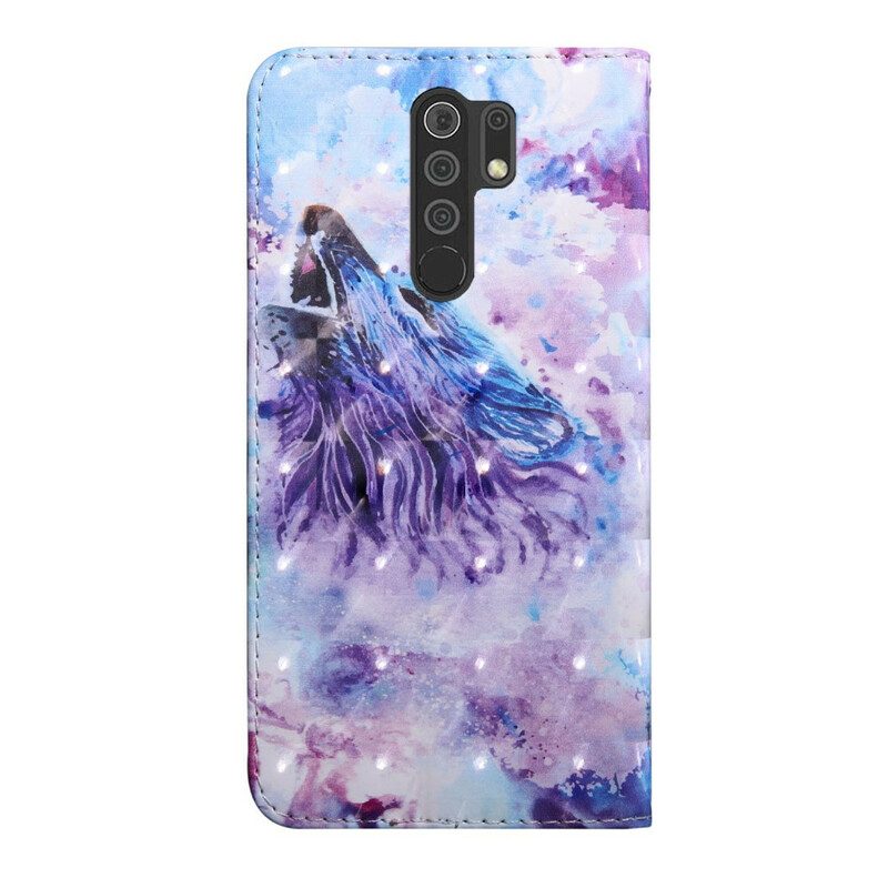 Lederhüllen Für Xiaomi Redmi 9 Aquarell-wolf