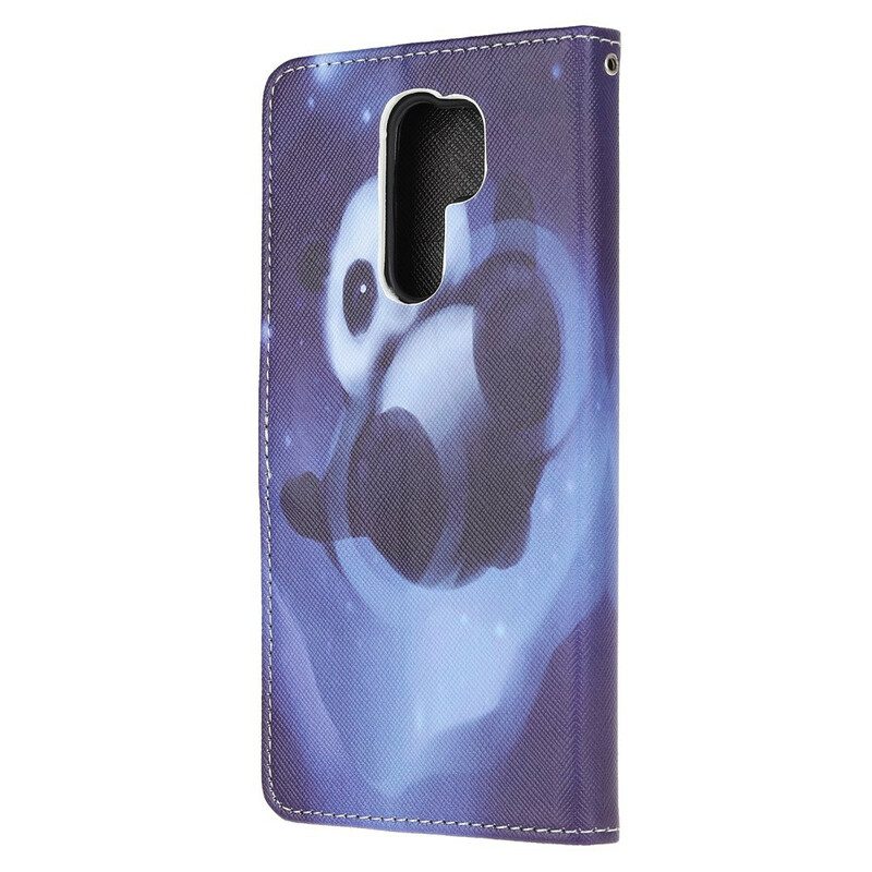 Lederhüllen Für Xiaomi Redmi 9 Mit Kordel Panda Space Mit Schlüsselband