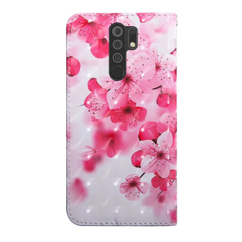 Lederhüllen Für Xiaomi Redmi 9 Pinke Blumen