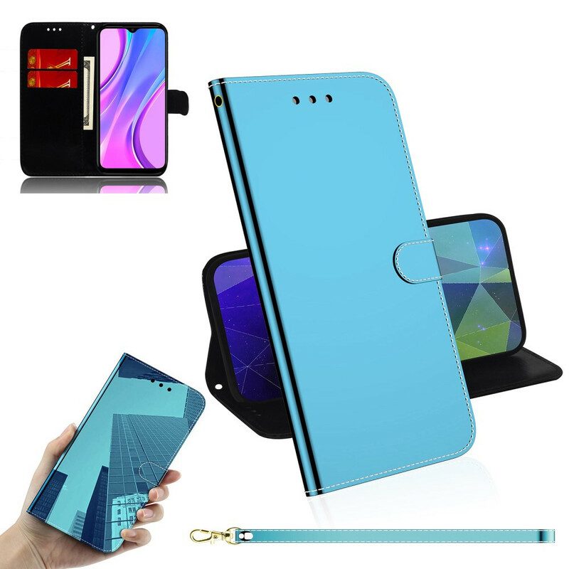 Lederhüllen Für Xiaomi Redmi 9 Spiegelabdeckung Aus Kunstleder