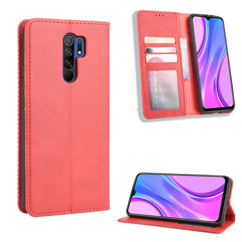 Schutzhülle Für Xiaomi Redmi 9 Flip Case Stilisierter Vintage-ledereffekt